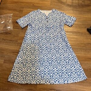 Blue and White Patterned Women's Dress